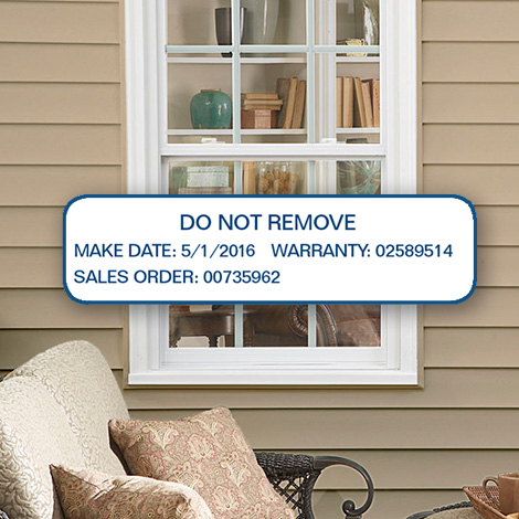 A window with the Lansing warranty id label