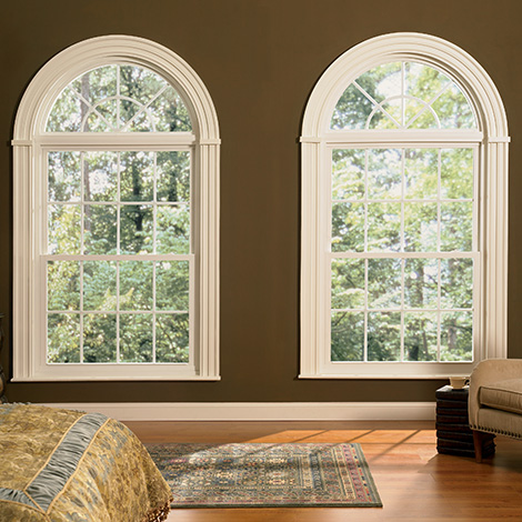 Series 80 double hung windows with mulled half circle above