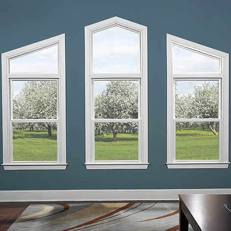Series 90 double hung windows with transom above
